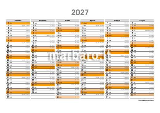 Calendario 2027 con le settimane e il conteggio dei giorni Calendario 2027 con le settimane e il conteggio dei giorni