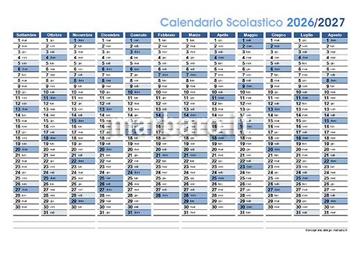 Calendario scolastico 2026/27 PDF stampabile