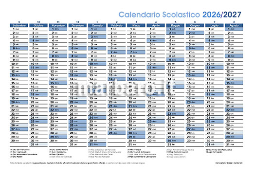 Calendario scolastico 2026/2027 da stampare