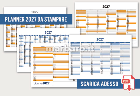 Calendari planner 2027 in PDF da stampare