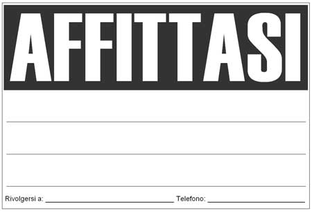CARTELLO AFFITTASI DA SCARICA