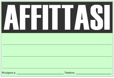Cartello affittasi verde