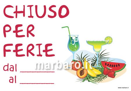 Cartello per Chiusura Ferie da stampare