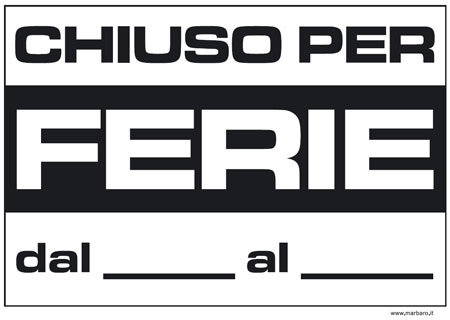 Cartello Chiuso per ferie in PDF da stampare