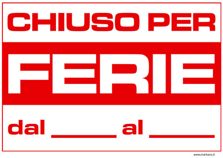 Cartello Chiuso per ferie in PDF da stampare