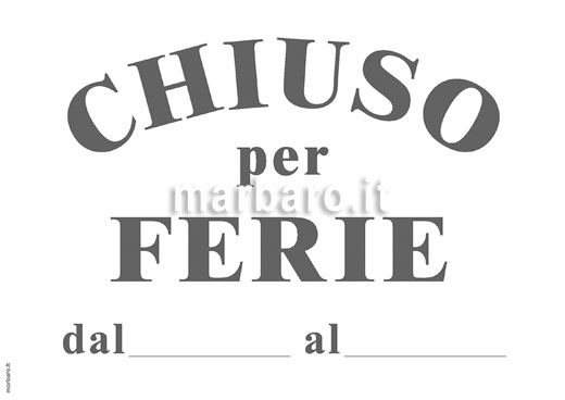 Cartello Chiuso per Ferie da stampare