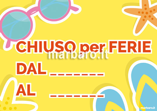 Cartello Chiuso per Ferie PDF stampabile