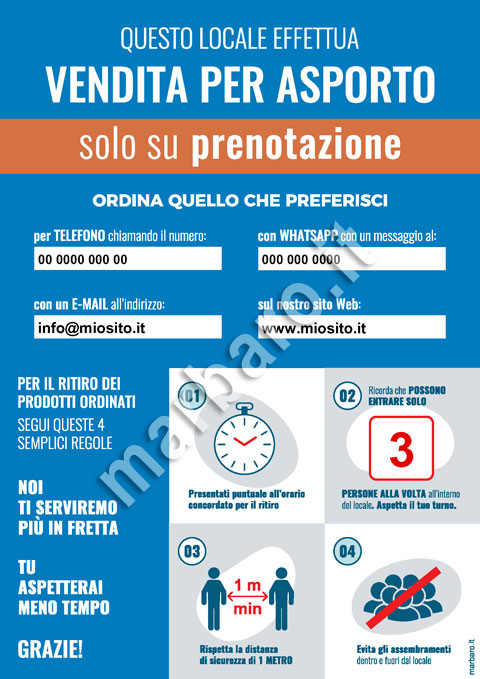 Cartello Covid-19 per attività di asporto