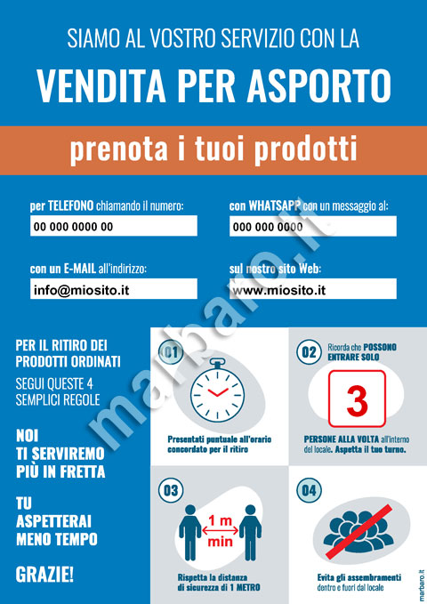Cartello Covid-19 da stampare gratis per negozi di asporto