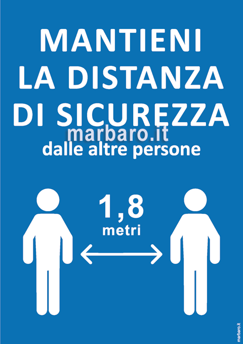 Cartello distanza di sicurezza 1,8 metri da stampare