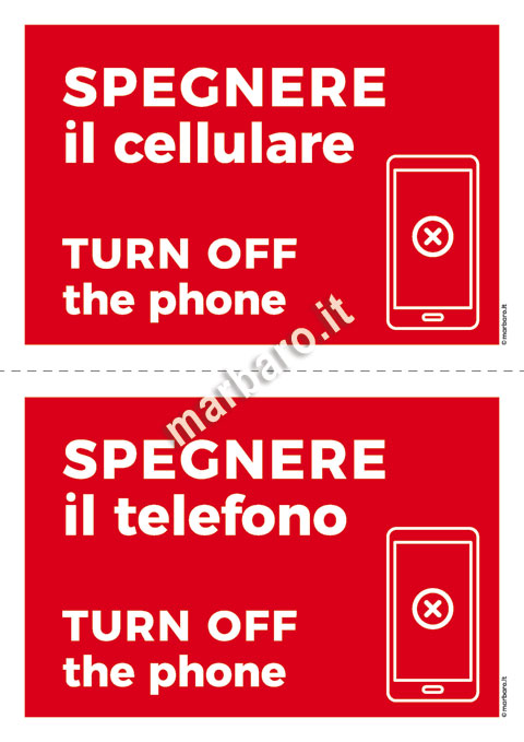 Cartello spegnere il telefono da stampare
