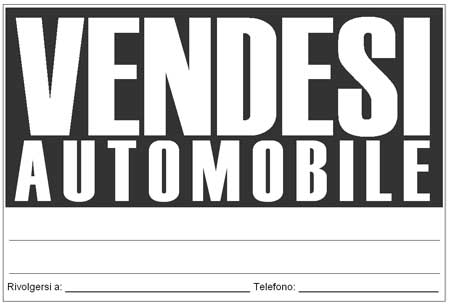 Cartello vendesi automobile da stampare Cartello vendesi automobile da stampare