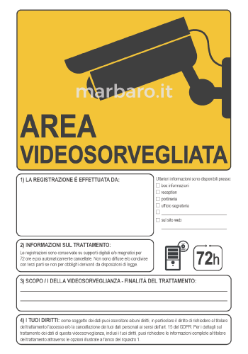 Cartello videosorveglianza da stampare GDPR 2020