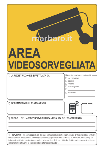 Cartello videosorveglianza PDF compilabile e da stampare
