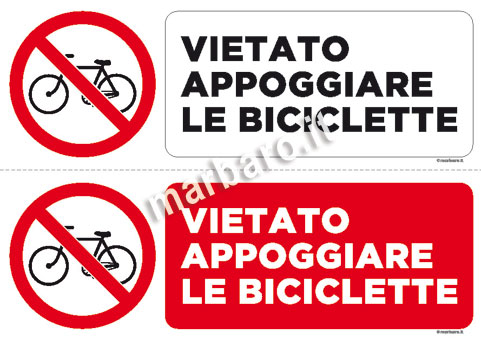 Cartello vietato appoggiare le biciclette da stampare