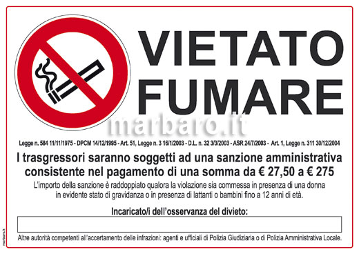 Cartello Vietato Fumare