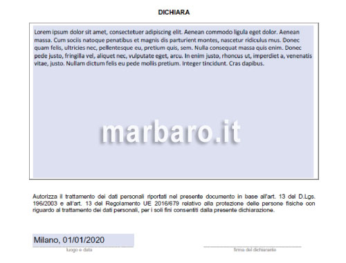 Compilare l'autocertificazione generica: dichiarazione