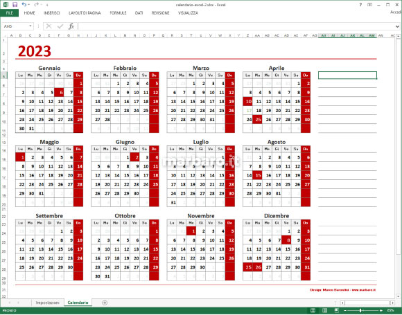 Creare un calendario annuale con Excel