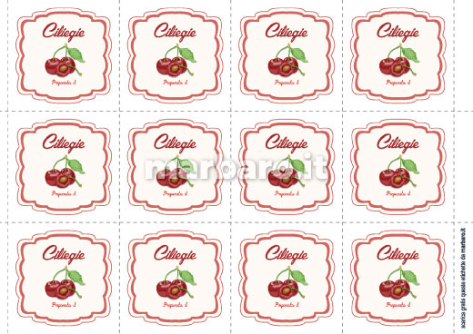 Etichette per confettura di ciliegie da stampare