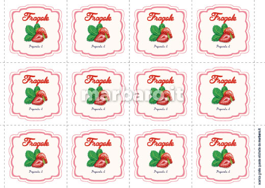 Etichette per confettura di fragole da stampare