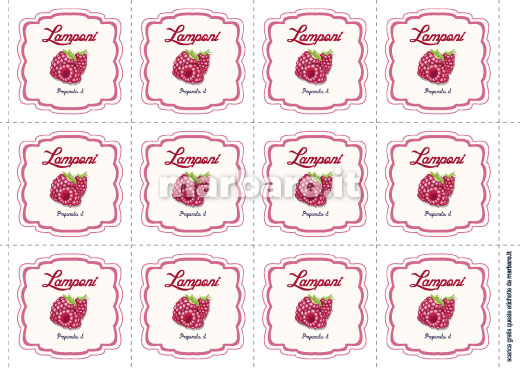 Etichette per confettura di lamponi da stampare