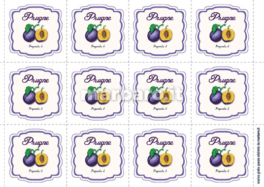 Etichette per confettura di prugne da stampare