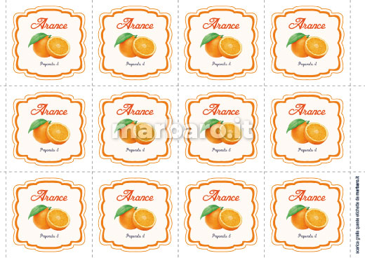 Etichette per marmellata di arance da stampare