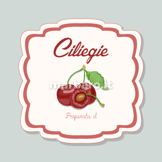 Etichette per barattoli confettura di ciliegie da stampare Etichette per barattoli confettura di ciliegie da stampare