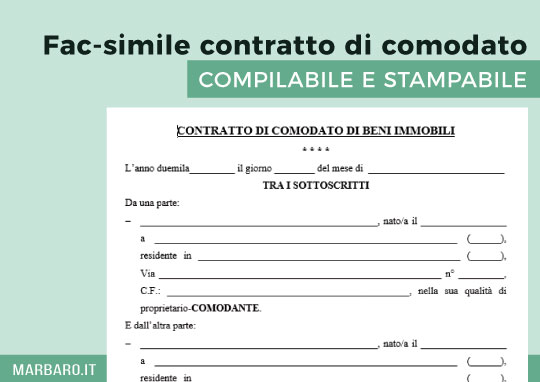 Fac Simile Contratto Di Comodato Duso Gratuito Terreno