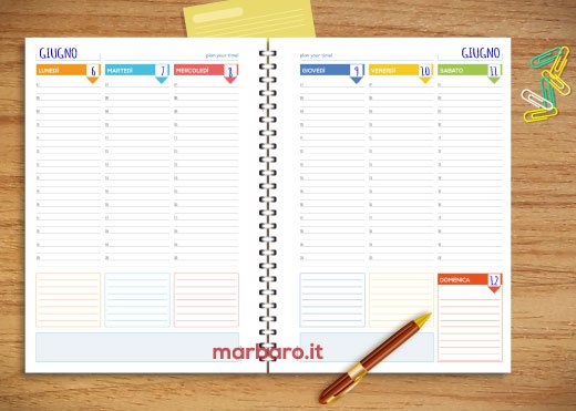 Fogli per Agenda Settimanale da stampare: scarica il PDF gratis.
