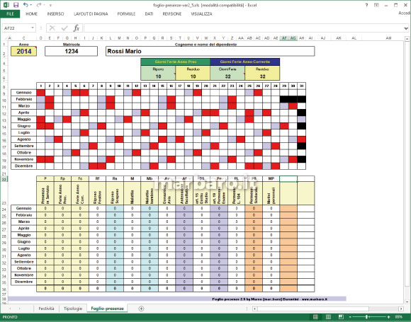 Excel Foglio Presenze personale