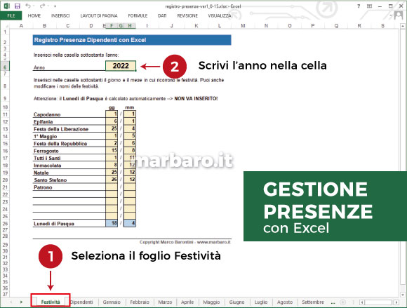 Gestione delle Presenze con Excel Gestione delle Presenze con Excel