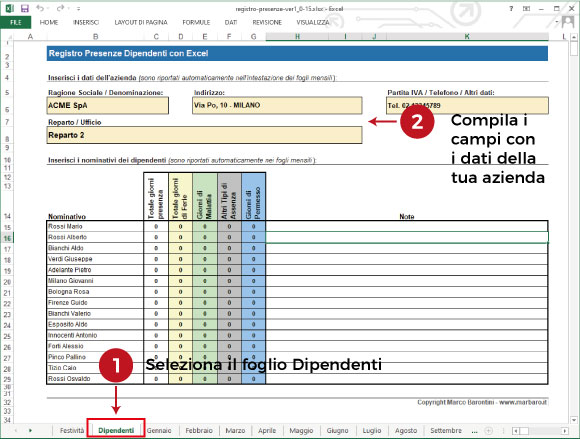 Gestione delle Presenze con Excel