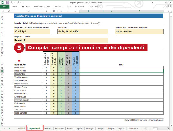 Gestione delle Presenze con Excel