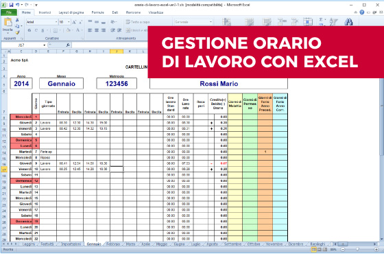 Gestione Orario di Lavoro con Excel