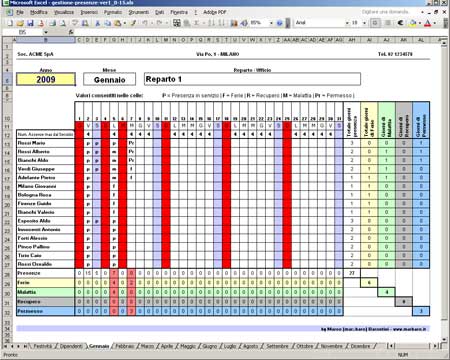 Software Presenze Excel