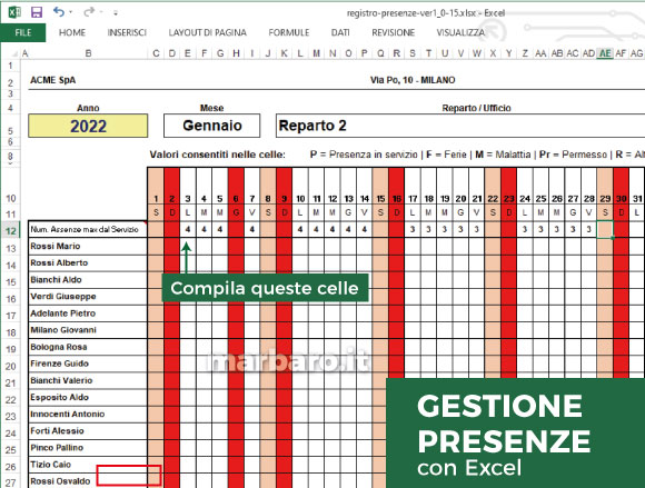 Software Gestione Presenze con Excel Software Gestione Presenze con Excel
