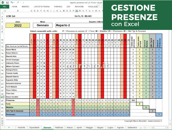 Software Gestione Presenze con Excel Software Gestione Presenze con Excel