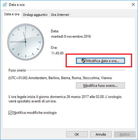 Impostare Formato Ora Windows 10 Anniversary Update - Passo 4