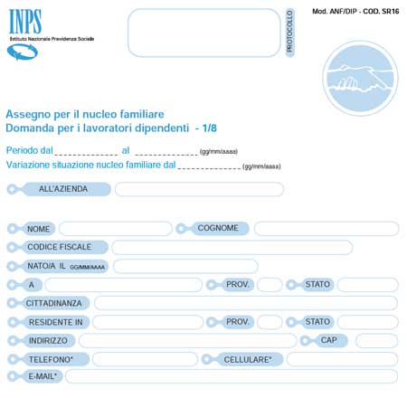 Modulo Assegni Familiari Inps 2017 Compilabile Da Scaricare