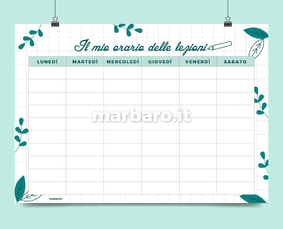 Orario delle lezioni da stampare gratis