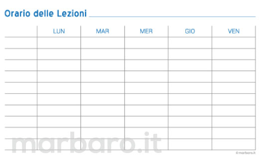 Orario Lezioni Da Stampare Scarica Gratis In Pdf