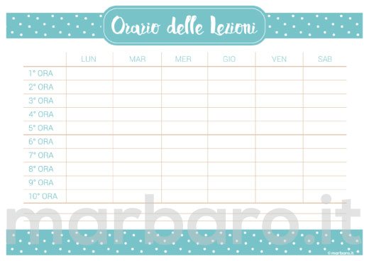 Orario Lezioni Da Stampare Scarica Gratis In Pdf