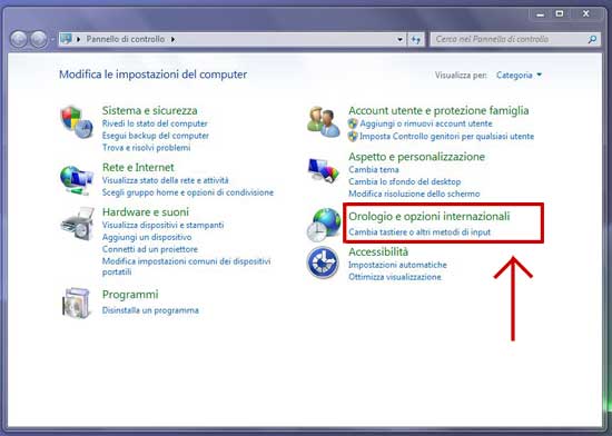 Pannello di controllo di Windows 7