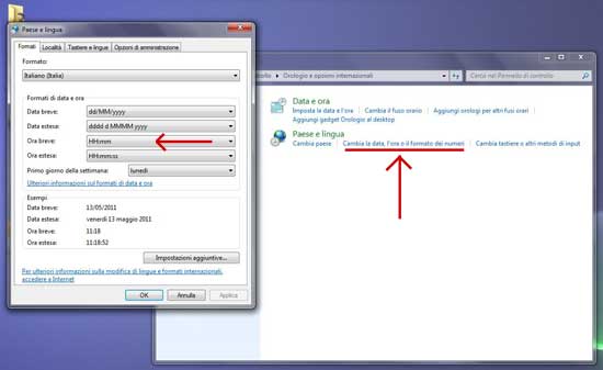 Impostazione dell'ora in Windows 7