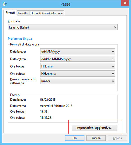 Impostazioni aggiuntive Windows 8