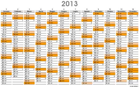 Planner 2013 con settimane