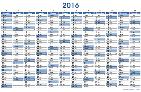 Planner 2016 con settimane