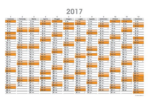 Planner 2017 con numeri settimane
