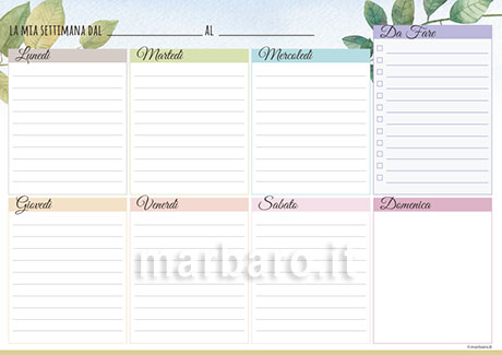 Planner Settimanale Da Stampare